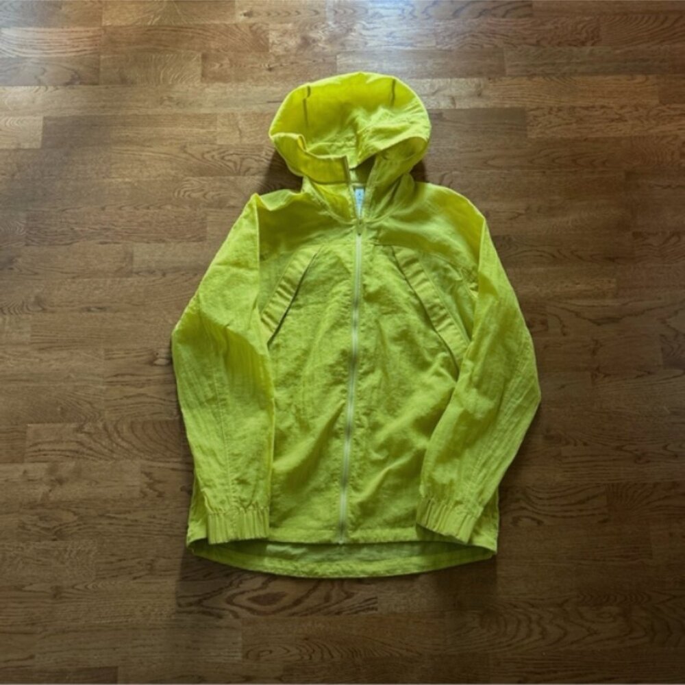 lululemon clear intention jacket soleil yellow windbreaker rain water hood 6 zip